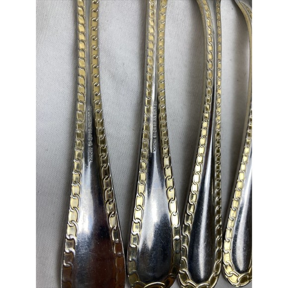12 Retroneu GOLD ACCENT Chain 7 3/4” 18/8 Korea Stainless Dinner Fork Quality - Picture 6 of 9